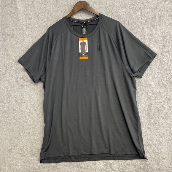 NEW Spyder Active Men's XXL Gray Short Sleeve Performance T-Shirt Polyester - Picture 2 of 8